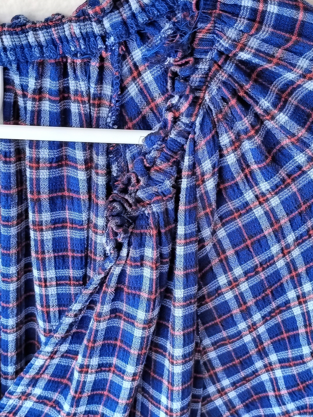 Old Navy Navy and Red Plaid Peasant Blouse - Picture 4 of 8